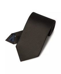 Black Textured Plain Woven Silk Tie