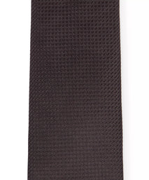 Black Textured Plain Woven Silk Tie