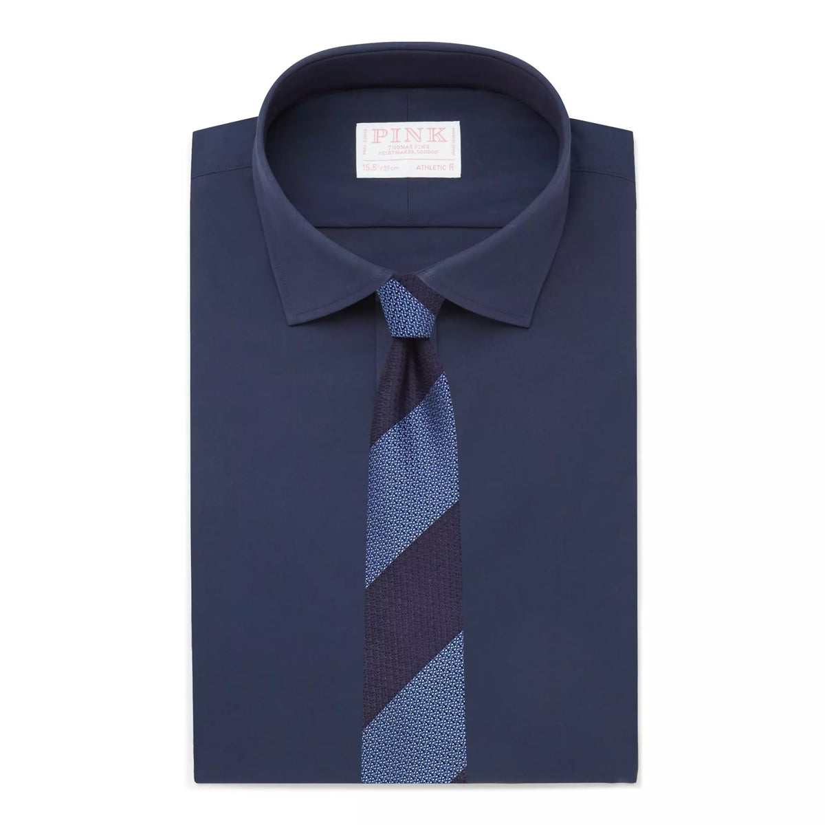 Navy Blue Athletic Fit Stretch Plain Poplin Formal Shirt