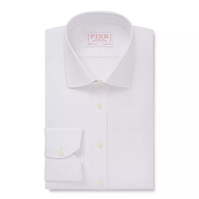White Classic Fit Solid Cotton Formal Shirt