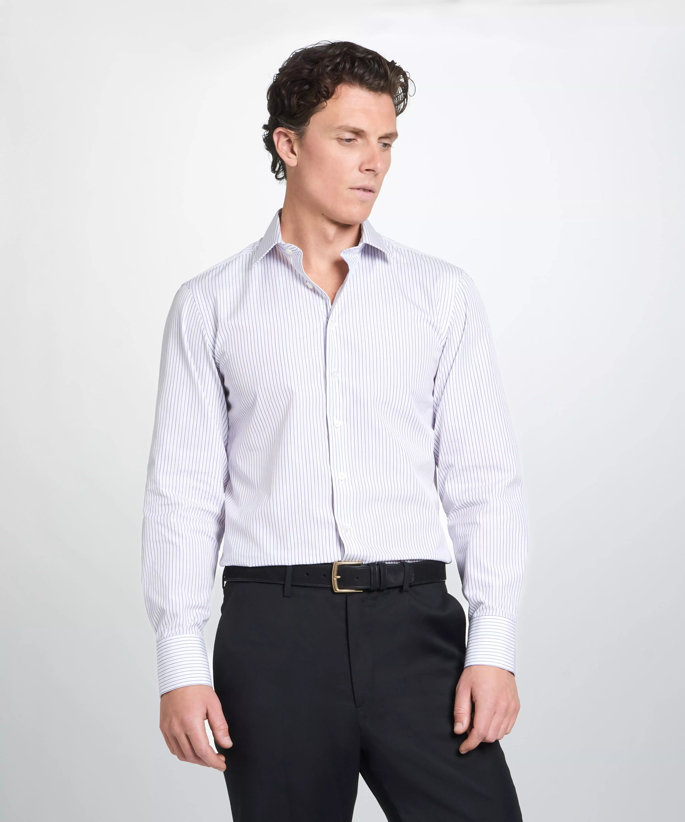 Black Unfinished Tailored Fit Plain Merino Wool Flat Front Trouser