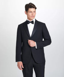 Black Tailored Fit Merino Wool Evening Jacket