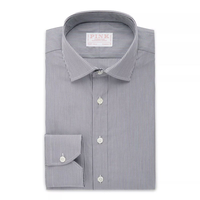 Navy & White Classic Fit Supraluxe Fine Bengal Formal Shirt