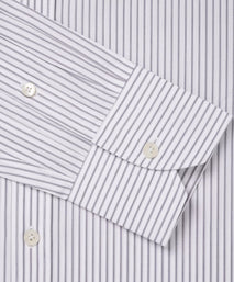 Pale Grey & White Slim Fit Tram Stripe Formal Shirt