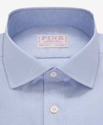 Blue & White Tailored Fit Formal Micro Puppytooth Shirt