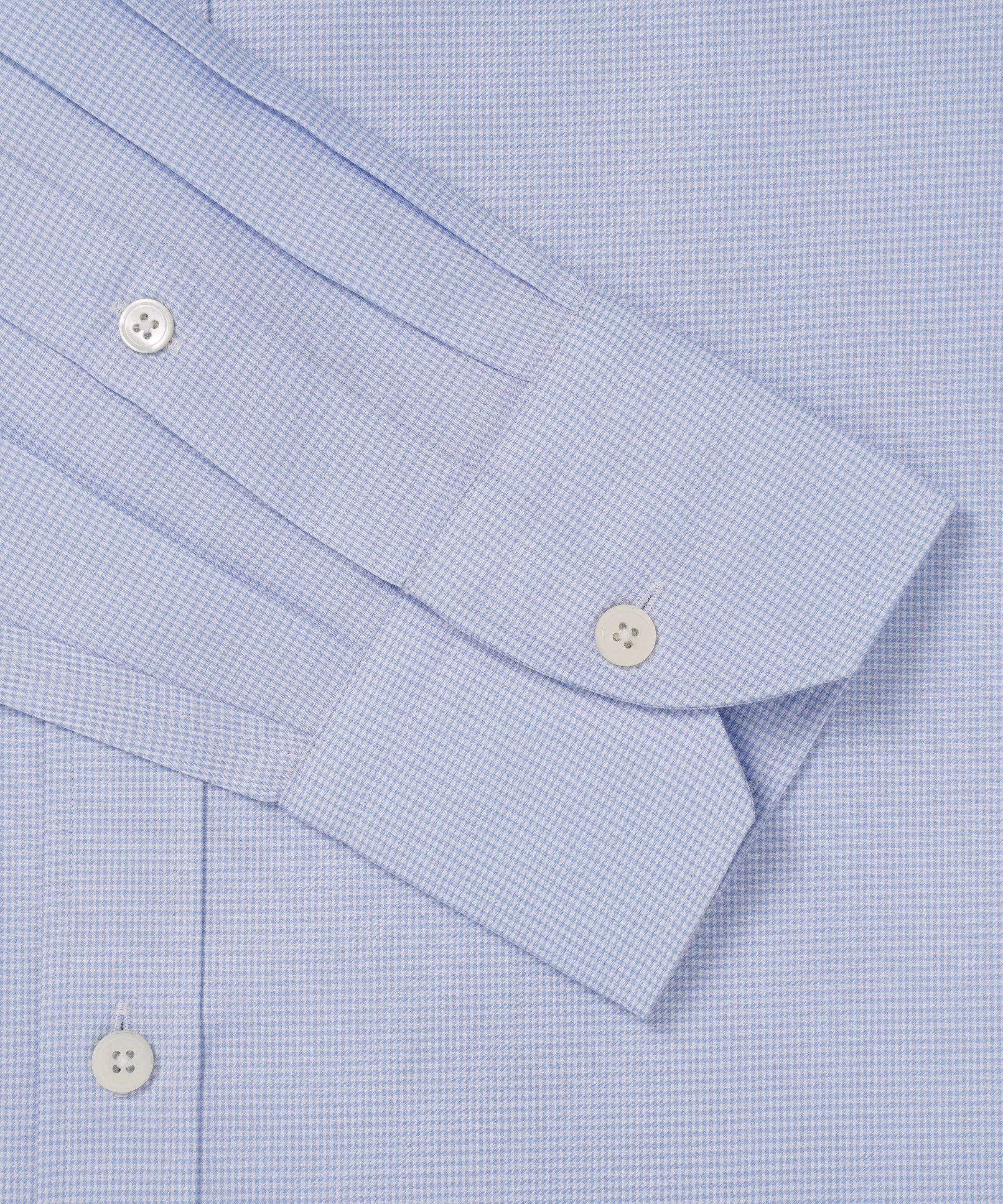 Blue & White Classic Fit Formal Micro Puppytooth Shirt