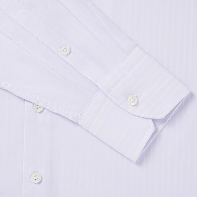 Lilac & White Tailored Fit Poplin Stripe Formal Shirt