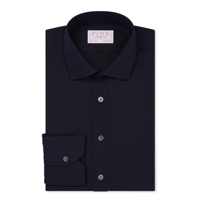 Dark Navy Tailored Fit Cotton Poplin Formal Shirt