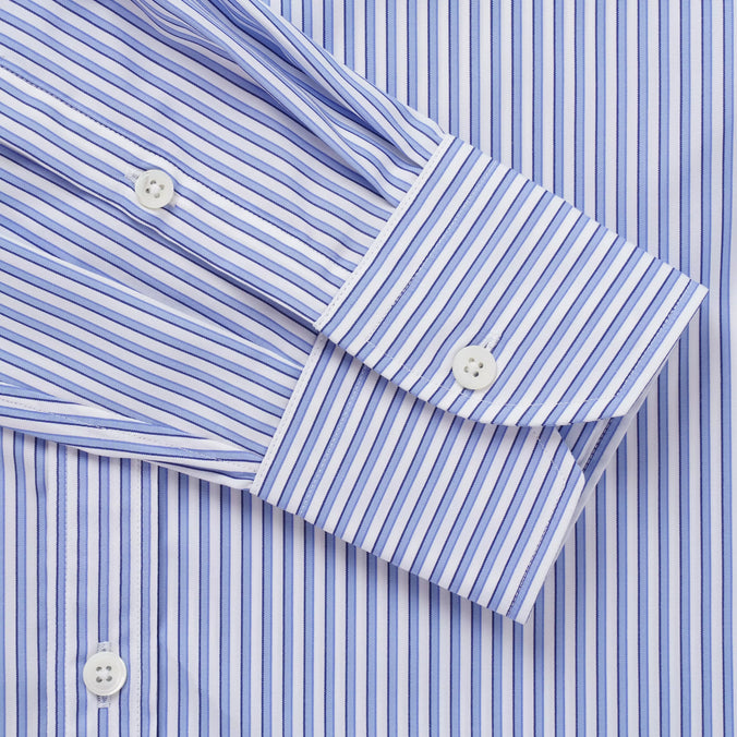 Blue & White Tailored Fit Regent Stripe Formal Shirt