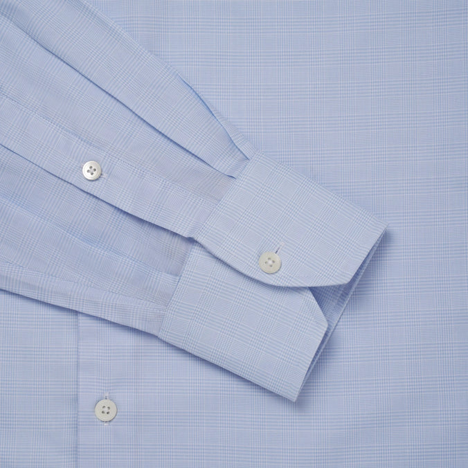 Pale Blue & White Classic Fit Micro Pow Check Formal Shirt