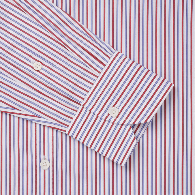 White & Multi Classic Fit Track Stripe Formal Shirt