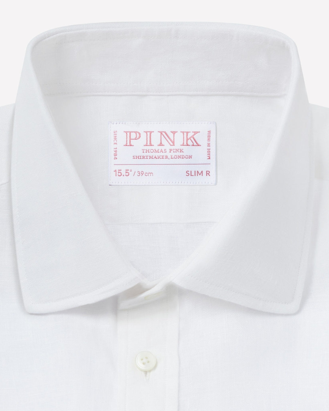 White Slim Fit Essential Linen Formal Shirt