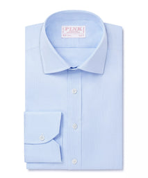 Pale Blue & White Slim Fit Puppytooth Formal Shirt