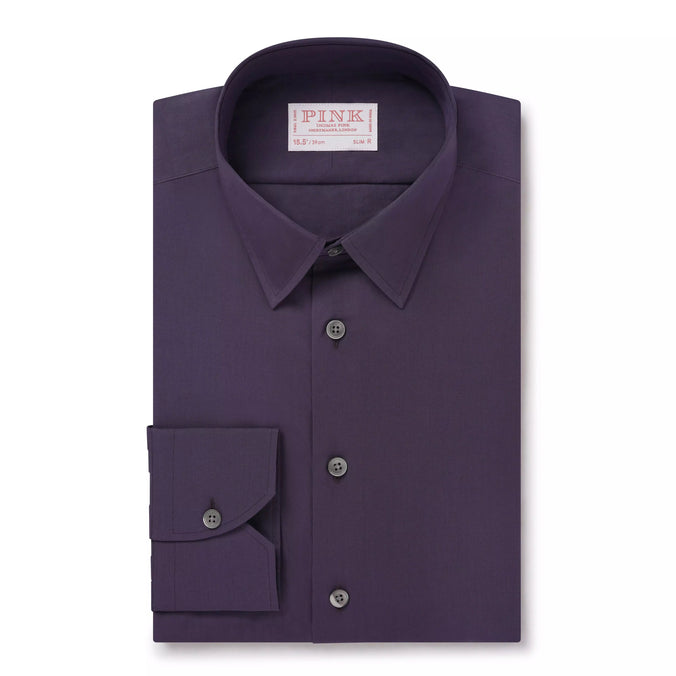 Plum Slim Fit Solid Cotton Poplin Formal Shirt