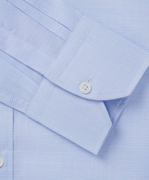 Pale Blue & White Tailored Fit Prince of Wales Check Formal Shirt