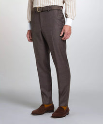 Brown & Neutral Tailored Fit Pow Flat Front Trouser
